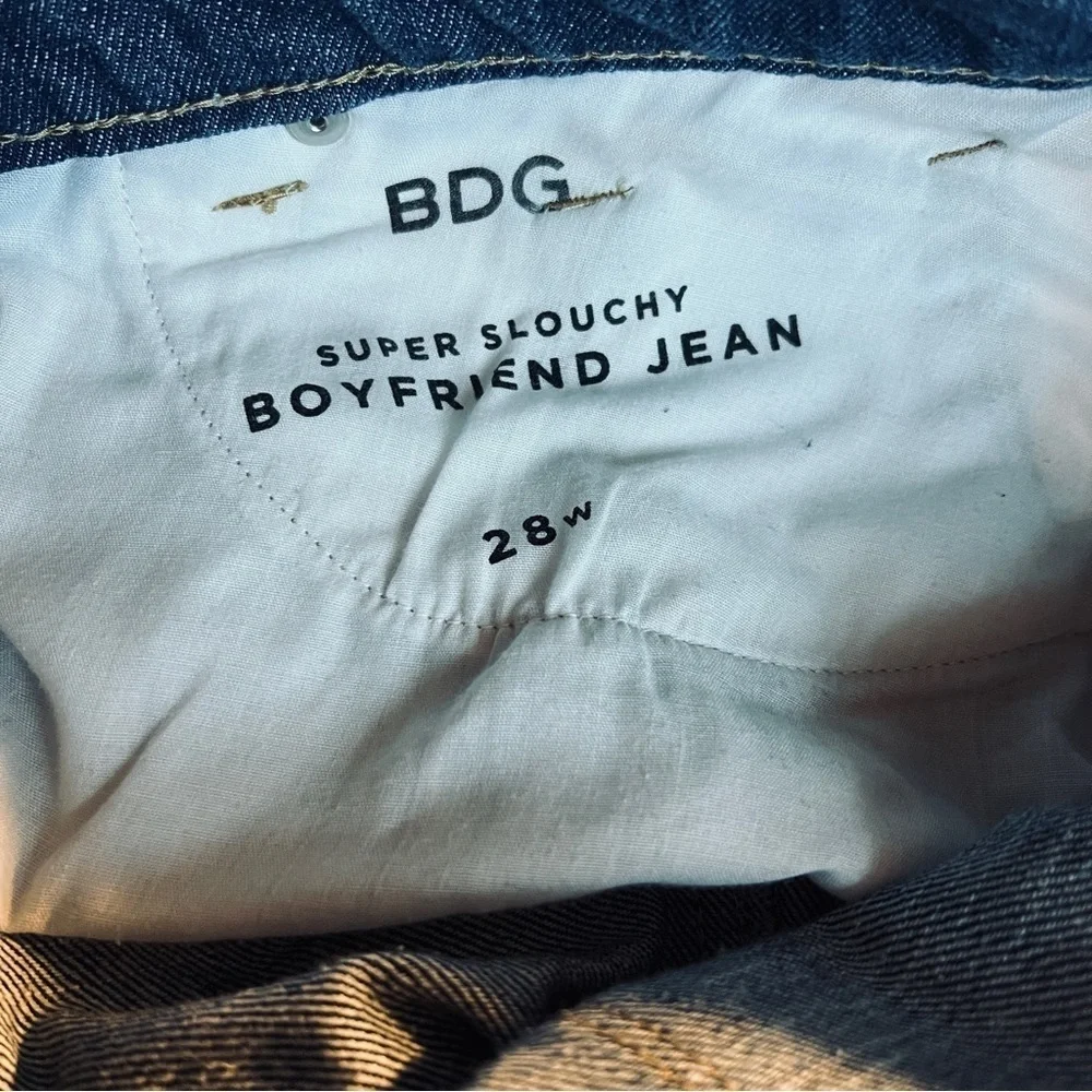 BDG Super Slouchy Black White & Blue Denim Patchwork Boyfriend Jeans Size 28